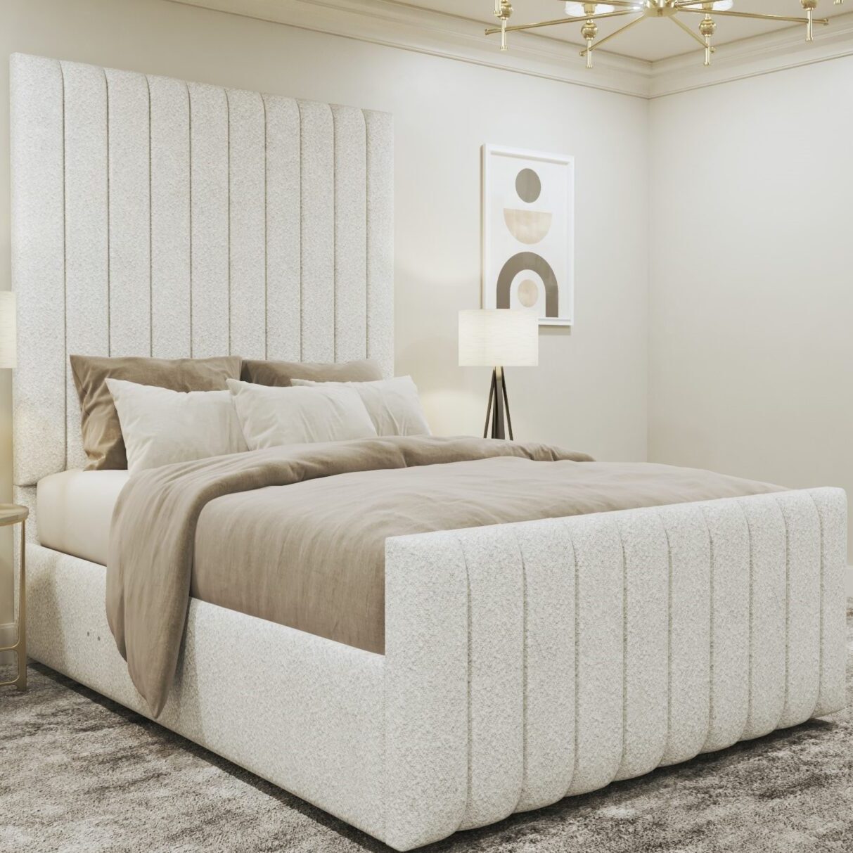 Boucle Panel Upholstered Bed